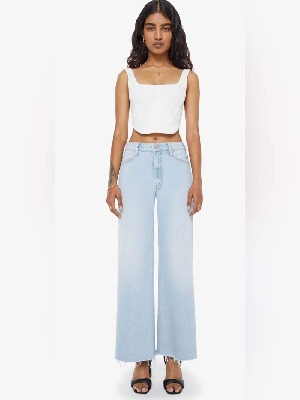 NWOT MOTHER Lil Hustler Roller Skimp Fray Jeans in Bring the Cooler size 26 - Picture 2 of 5
